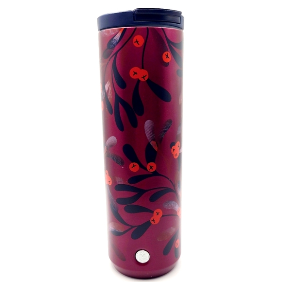 Starbucks 2020 Christmas Cranberry Red Navy Stainless Steel Tumbler 16oz - Picture 1 of 6